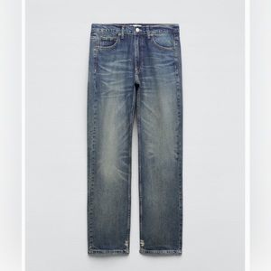 Zara full length button fly straight jeans Size 8